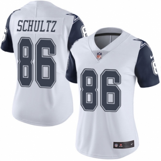 Women's Nike Dallas Cowboys #86 Dalton Schultz Limited White Rush Vapor Untouchable NFL Jersey - Ujersey