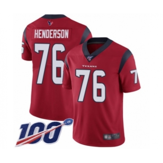 Men's Houston Texans #76 Seantrel Henderson Red Alternate Vapor Untouchable Limited Player 100th Season Football Jersey - Ujersey