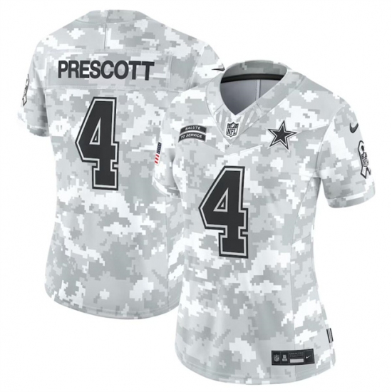 Women's Dallas Cowboys #4 Dak Prescott 2024 F.U.S.E Arctic Camo Salute To Service Limited Stitched Football Jersey(Run Small) - Ujersey