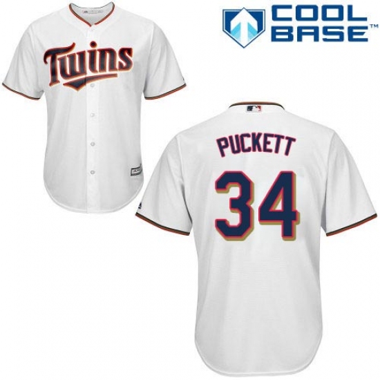 Men's Majestic Minnesota Twins #34 Kirby Puckett Replica White Home Cool Base MLB Jersey - Ujersey