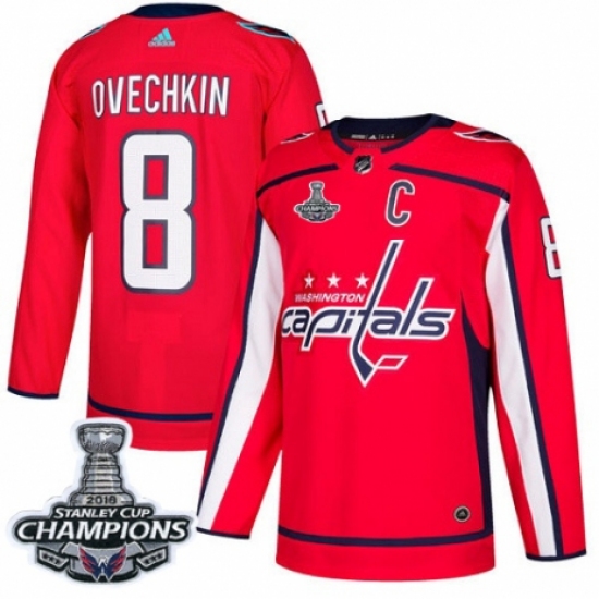 Men's Adidas Washington Capitals #8 Alex Ovechkin Premier Red Home 2018 Stanley Cup Final Champions NHL Jersey - Ujersey