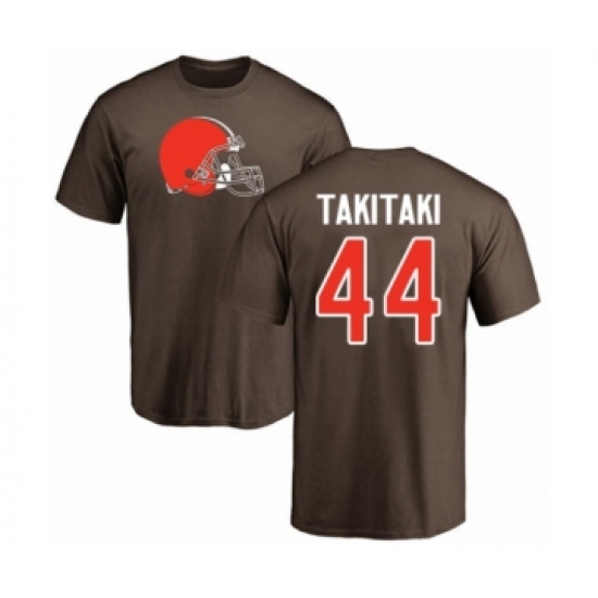 Football Cleveland Browns #44 Sione Takitaki Brown Name & Number Logo T-Shirt - Ujersey