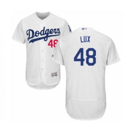 Men's Los Angeles Dodgers #48 Gavin Lux White Home Flex Base Authentic Collection Baseball Player Jersey - Ujersey