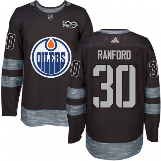 Men's Adidas Edmonton Oilers #30 Bill Ranford Authentic Black 1917-2017 100th Anniversary NHL Jersey - Ujersey