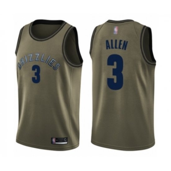 Youth Memphis Grizzlies #3 Grayson Allen Swingman Green Salute to Service Basketball Jersey