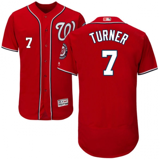 Men's Majestic Washington Nationals #7 Trea Turner Red Flexbase Authentic Collection MLB Jersey - Ujersey
