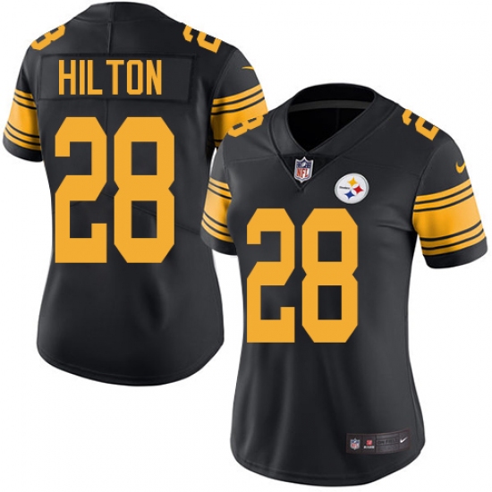 Women's Nike Pittsburgh Steelers #28 Mike Hilton Limited Black Rush Vapor Untouchable NFL Jersey - Ujersey