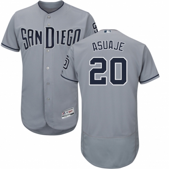 Men's Majestic San Diego Padres #20 Carlos Asuaje Authentic Grey Road Cool Base MLB Jersey - Ujersey