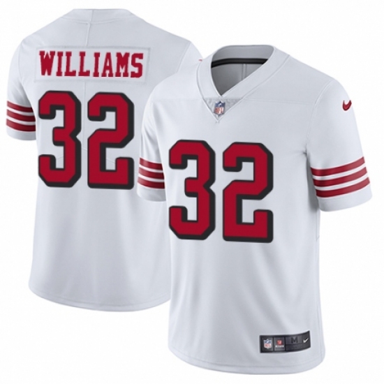 Men's Nike San Francisco 49ers #32 Joe Williams Elite White Rush Vapor Untouchable NFL Jersey - Ujersey