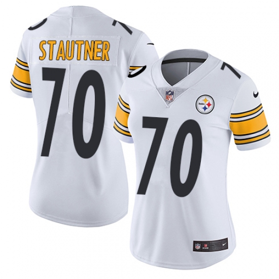 Women's Nike Pittsburgh Steelers #70 Ernie Stautner White Vapor Untouchable Limited Player NFL Jersey - Ujersey