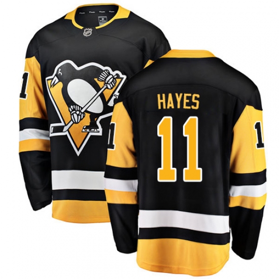 Men's Pittsburgh Penguins #11 Jimmy Hayes Authentic Black Home Fanatics Branded Breakaway NHL Jersey - Ujersey