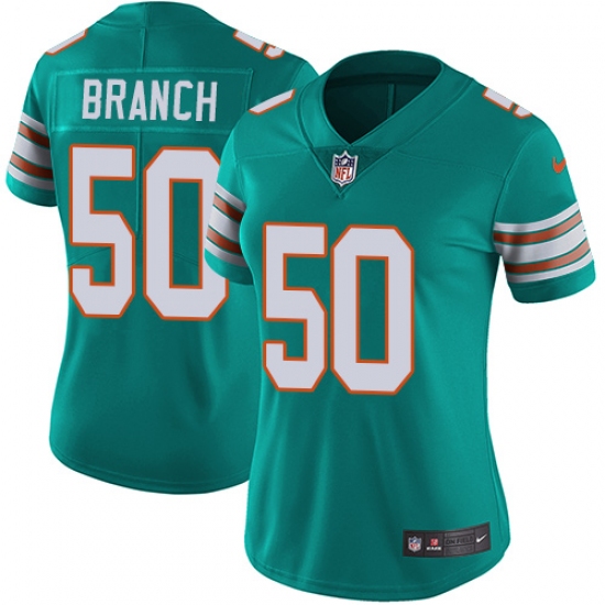 Women's Nike Miami Dolphins #50 Andre Branch Elite Aqua Green Alternate NFL Jersey - Ujersey