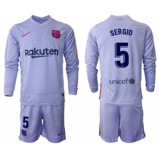 Men 2021-2022 Club Barcelona Second away purple Long Sleeve 5 Soccer Jersey