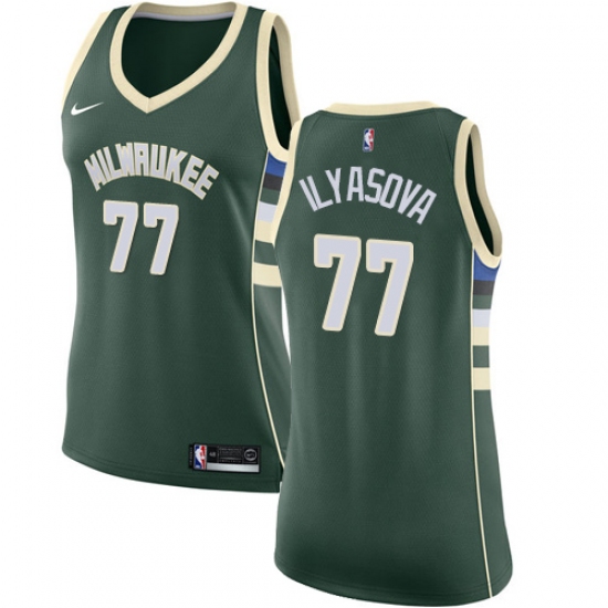 Women's Nike Milwaukee Bucks #77 Ersan Ilyasova Swingman Green NBA Jersey - Icon Edition - Ujersey