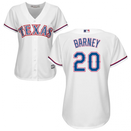 Women's Majestic Texas Rangers #20 Darwin Barney Replica White Home Cool Base MLB Jersey - Ujersey