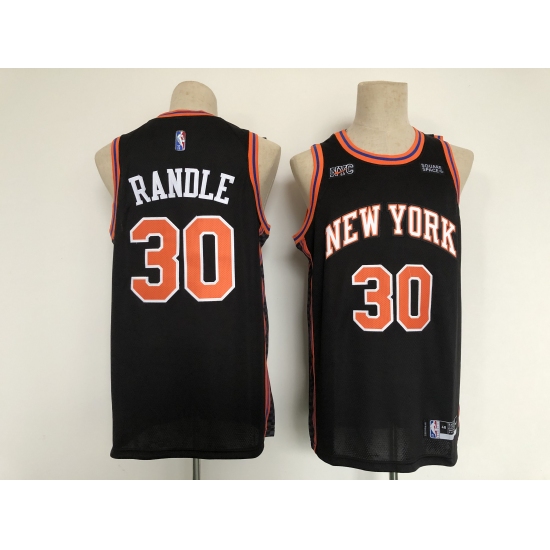 Men's New York Knicks #30 Julius Randle Black Nike Stitched Basketball City Player Jersey - Ujersey