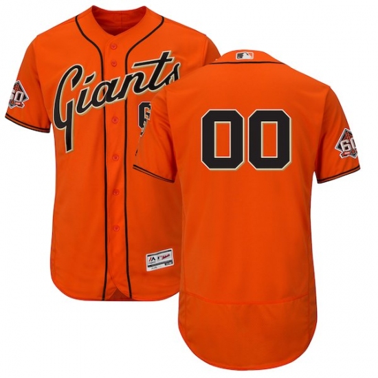 Men's San Francisco Giants Majestic Orange Alternate On-Field 60th Season Patch Flex Base Custom Jersey - Ujersey