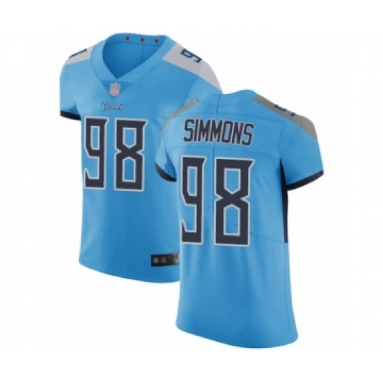 Men's Tennessee Titans #98 Jeffery Simmons Light Blue Alternate Vapor Untouchable Elite Player Football Jersey - Ujersey