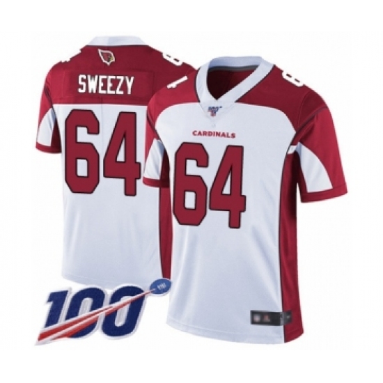 Men's Arizona Cardinals #64 J.R. Sweezy White Vapor Untouchable Limited Player 100th Season Football Jersey - Ujersey