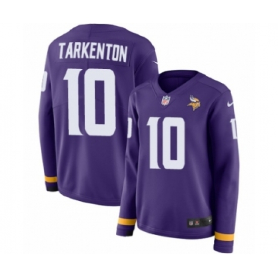 Women's Nike Minnesota Vikings #10 Fran Tarkenton Limited Purple Therma Long Sleeve NFL Jersey - Ujersey
