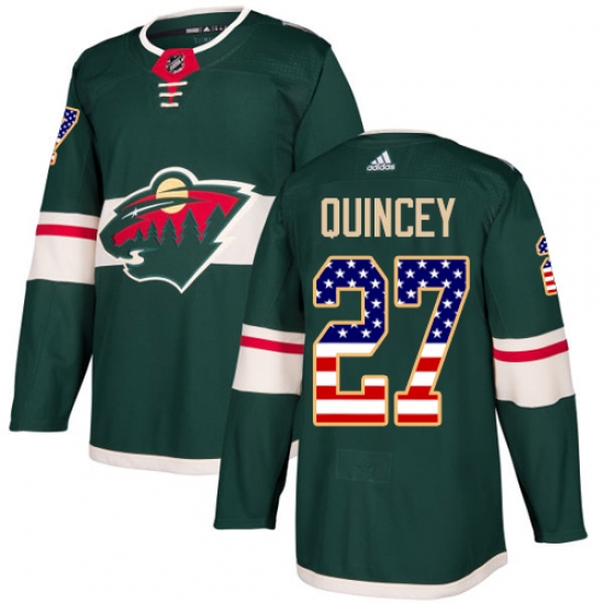 Youth Adidas Minnesota Wild #27 Kyle Quincey Authentic Green USA Flag Fashion NHL Jersey - Ujersey
