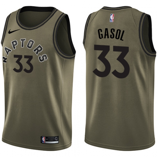 Youth Nike Toronto Raptors #33 Marc Gasol Green Salute to Service NBA Swingman Jersey - Ujersey