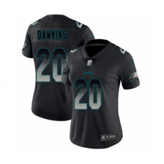 Women's Philadelphia Eagles #20 Brian Dawkins Limited Black Smoke Fashion Football Jersey - Ujersey