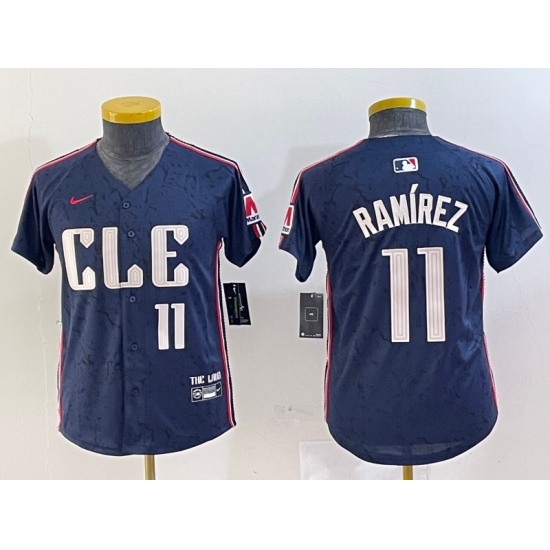 Youth Cleveland Guardians #11 Jose Ramirez Number Navy 2024 City Connect Limited Stitched Jersey - Ujersey