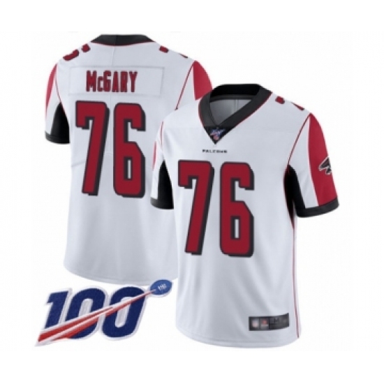 Men's Atlanta Falcons #76 Kaleb McGary White Vapor Untouchable Limited Player 100th Season Football Jersey - Ujersey