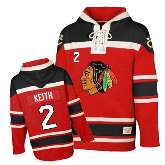 Men's Old Time Hockey Chicago Blackhawks #2 Duncan Keith Authentic Red Sawyer Hooded Sweatshirt NHL Jersey - Ujersey