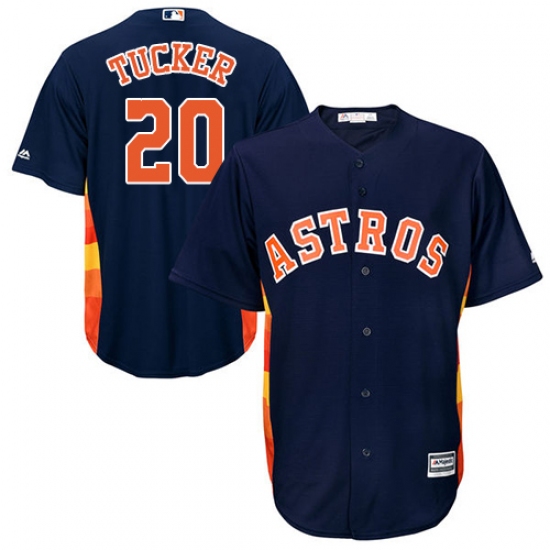 Youth Majestic Houston Astros #20 Preston Tucker Authentic Navy Blue Alternate Cool Base MLB Jersey - Ujersey