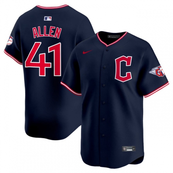 Men's Cleveland Guardians #41 Carlos Allen Navy 2025 Alternate Limited Stitched Baseball Jersey - Ujersey