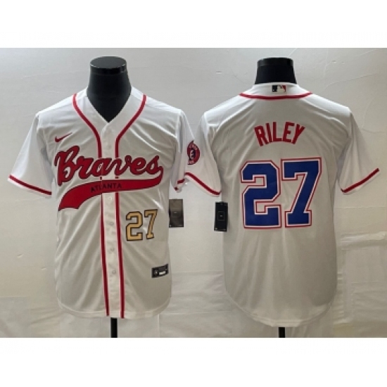 Men's Atlanta Braves #27 Austin Riley Number White Cool Base Stitched Baseball Jersey - Ujersey