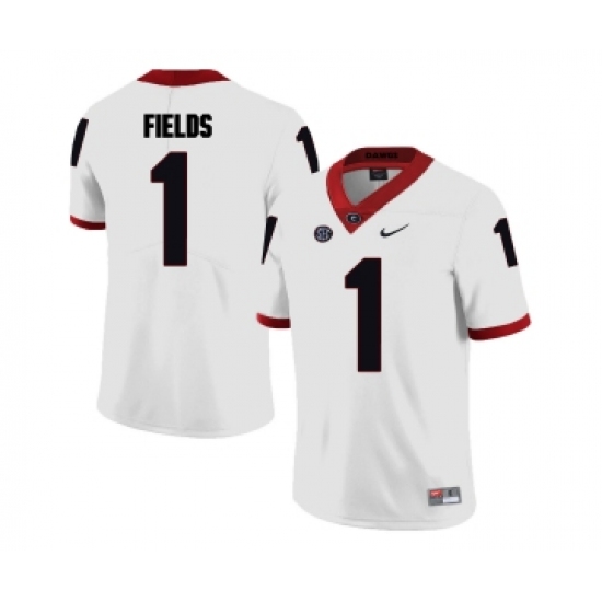 Georgia Bulldogs 1 Justin Fields White College Football Jersey - Ujersey