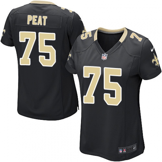 Women's Nike New Orleans Saints #75 Andrus Peat Game Black Team Color NFL Jersey - Ujersey
