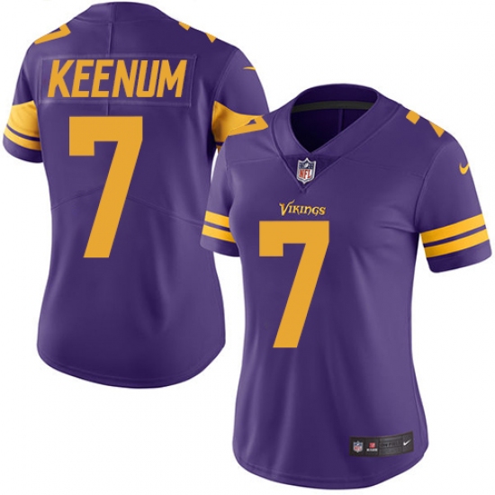 Women's Nike Minnesota Vikings #7 Case Keenum Limited Purple Rush Vapor Untouchable NFL Jersey - Ujersey