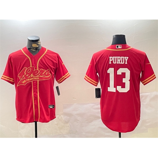 Men's San Francisco 49ers #13 Brock Purdy Red Cool Base Stitched Baseball Jersey - Ujersey