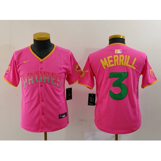 Youth San Diego Padres #3 Jackson Merrill Pink Fashion Baseball Jersey - Ujersey
