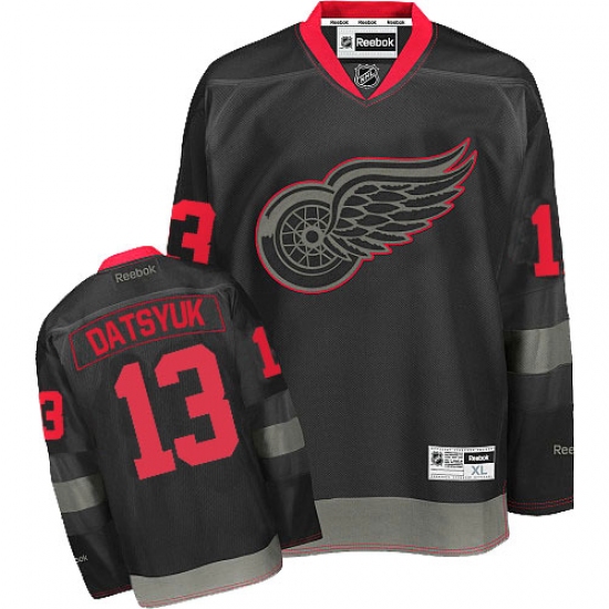 Men's Reebok Detroit Red Wings #13 Pavel Datsyuk Authentic Black Ice NHL Jersey - Ujersey
