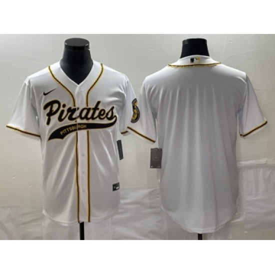 Men's Pittsburgh Pirates Blank White Cool Base Stitched Baseball Jersey - Ujersey