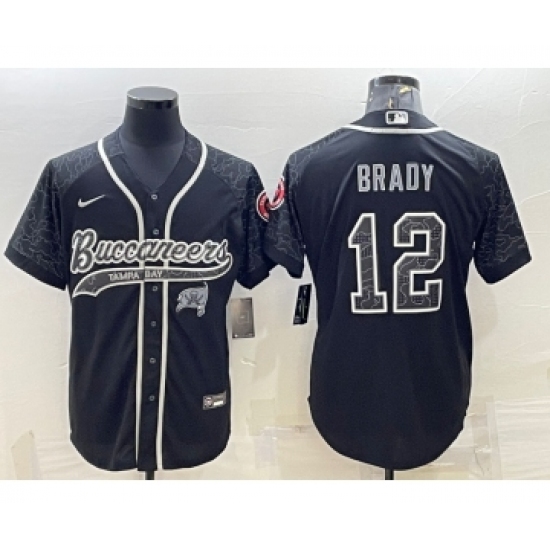 Men's Tampa Bay Buccaneers #12 Tom Brady Black Reflective Limited Stitched Football Jersey - Ujersey