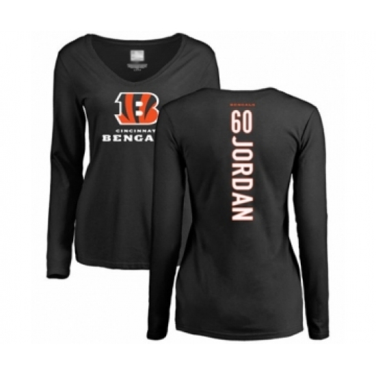 Football Women's Cincinnati Bengals #60 Michael Jordan Black Backer Long Sleeve T-Shirt - Ujersey