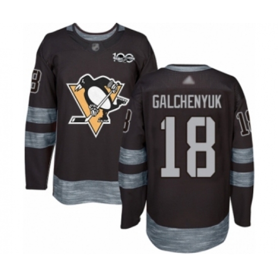 Men's Pittsburgh Penguins #18 Alex Galchenyuk Authentic Black 1917-2017 100th Anniversary Hockey Jersey - Ujersey