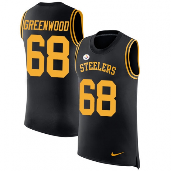 Men's Nike Pittsburgh Steelers #68 L.C. Greenwood Limited Black Rush Player Name & Number Tank Top NFL Jersey - Ujersey