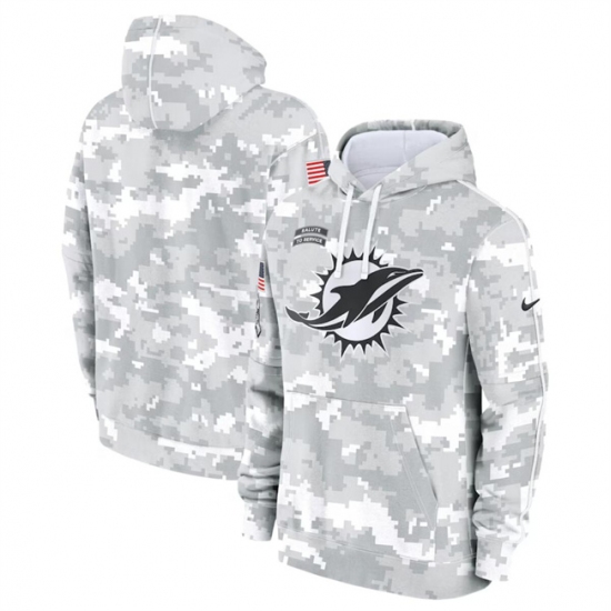 Men's Miami Dolphins 2024 Arctic Camo Salute To Service Club Fleece Pullover Hoodie - Ujersey