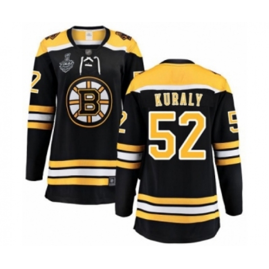 Women's Boston Bruins #52 Sean Kuraly Authentic Black Home Fanatics Branded Breakaway 2019 Stanley Cup Final Bound Hockey Jersey - Ujersey