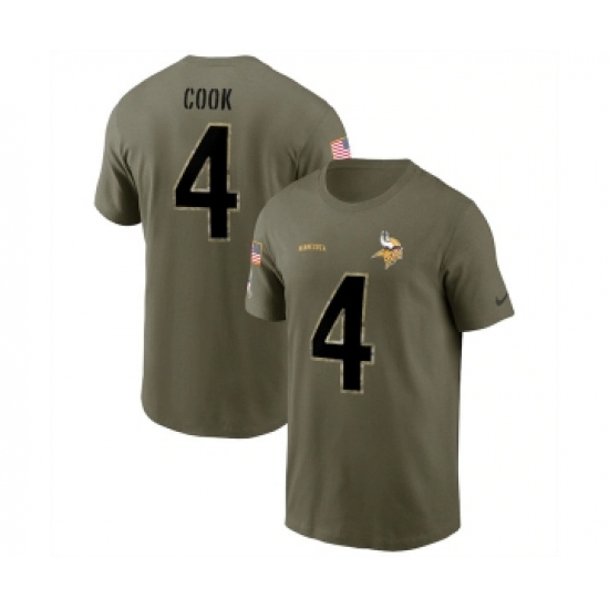 Men's Minnesota Vikings #4 Dalvin Cook 2022 Olive Salute to Service T-Shirt - Ujersey