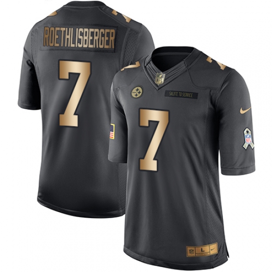 Men's Nike Pittsburgh Steelers #7 Ben Roethlisberger Limited Black/Gold Salute to Service NFL Jersey - Ujersey