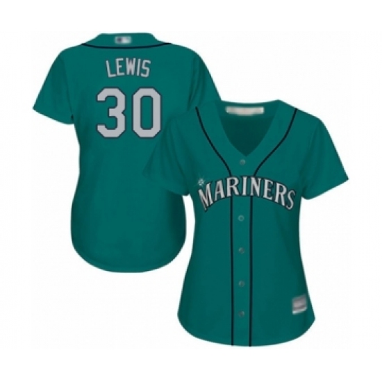 Women's Seattle Mariners #30 Kyle Lewis Authentic Teal Green Alternate Cool Base Baseball Player Jersey - Ujersey