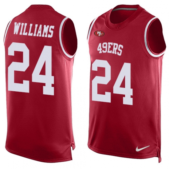 Men's Nike San Francisco 49ers #24 K'Waun Williams Limited Red Player Name & Number Tank Top NFL Jersey - Ujersey